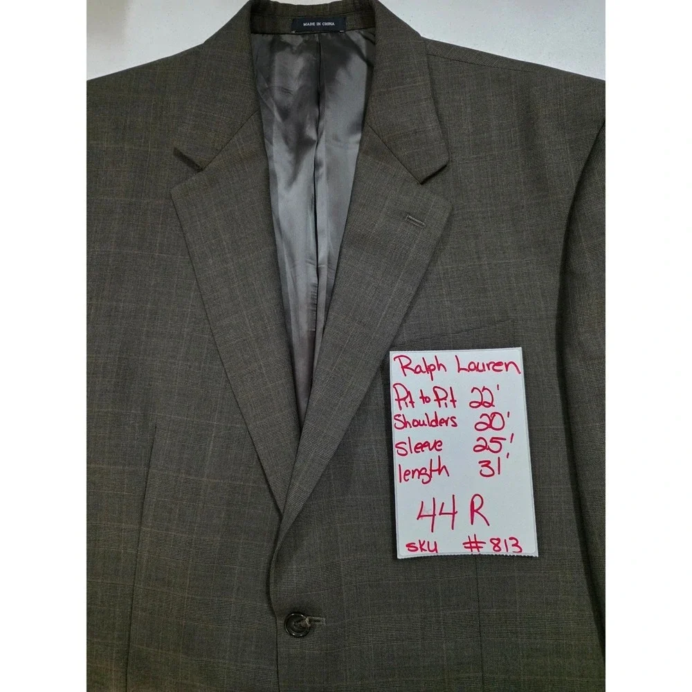 Ralph Lauren Men's Brown Plaid Wool Blazer Sport Coat Jacket Dillard's Exclusive